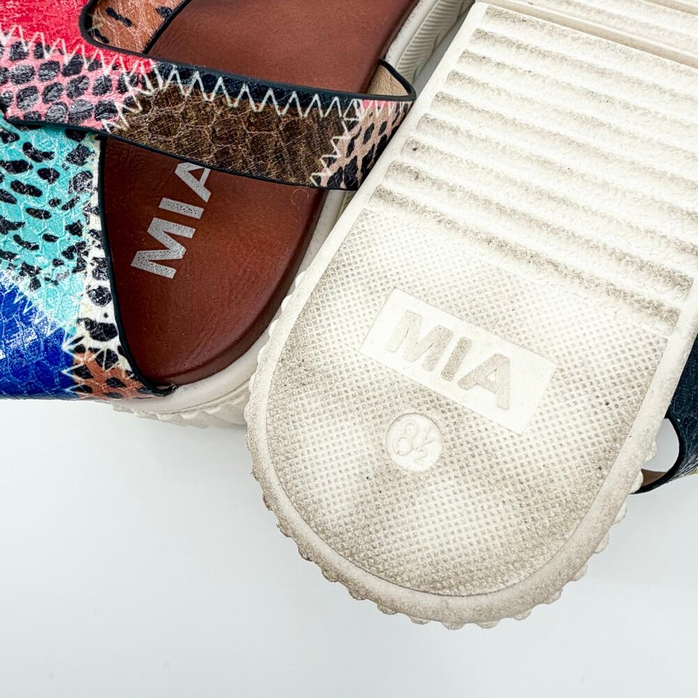 MIA Patchwork Print Platform Sandals Chunky Comfort Festival Size 8 - Picture 8 of 8
